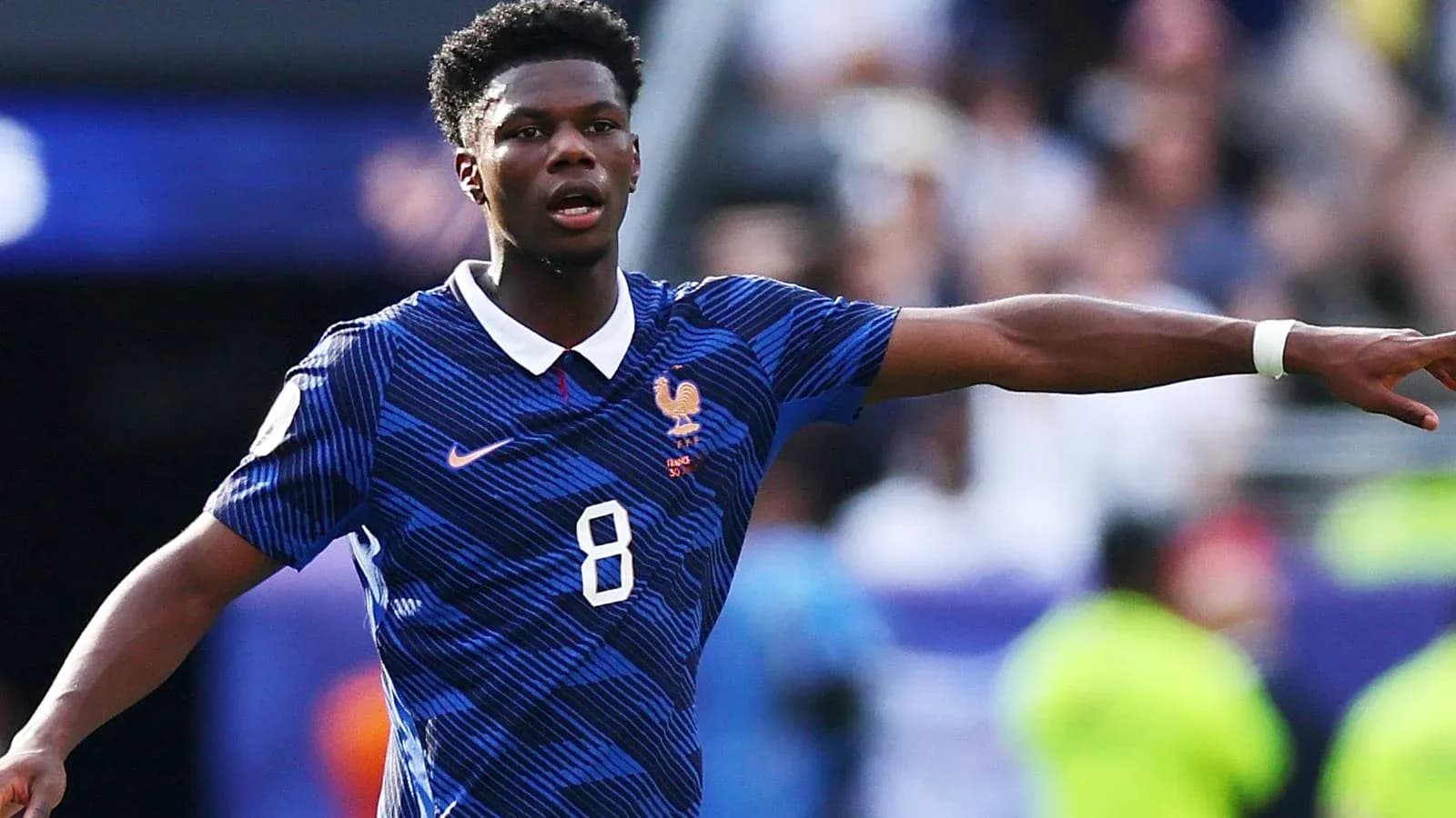 Player gesturing during a match for France