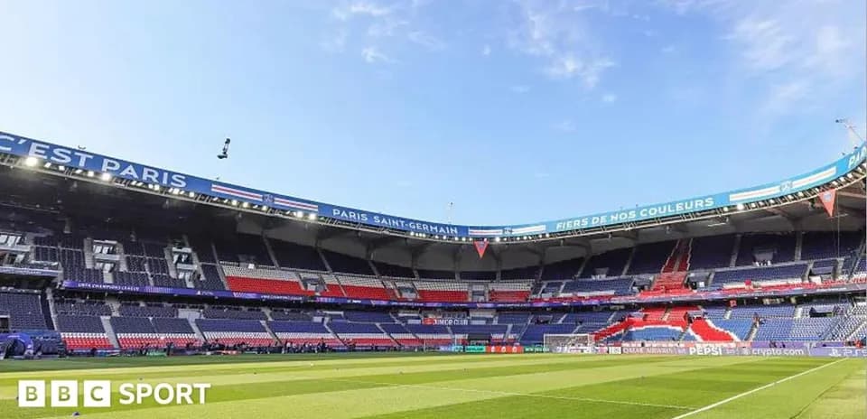 Empty stadium interior of Paris Saint-Germain