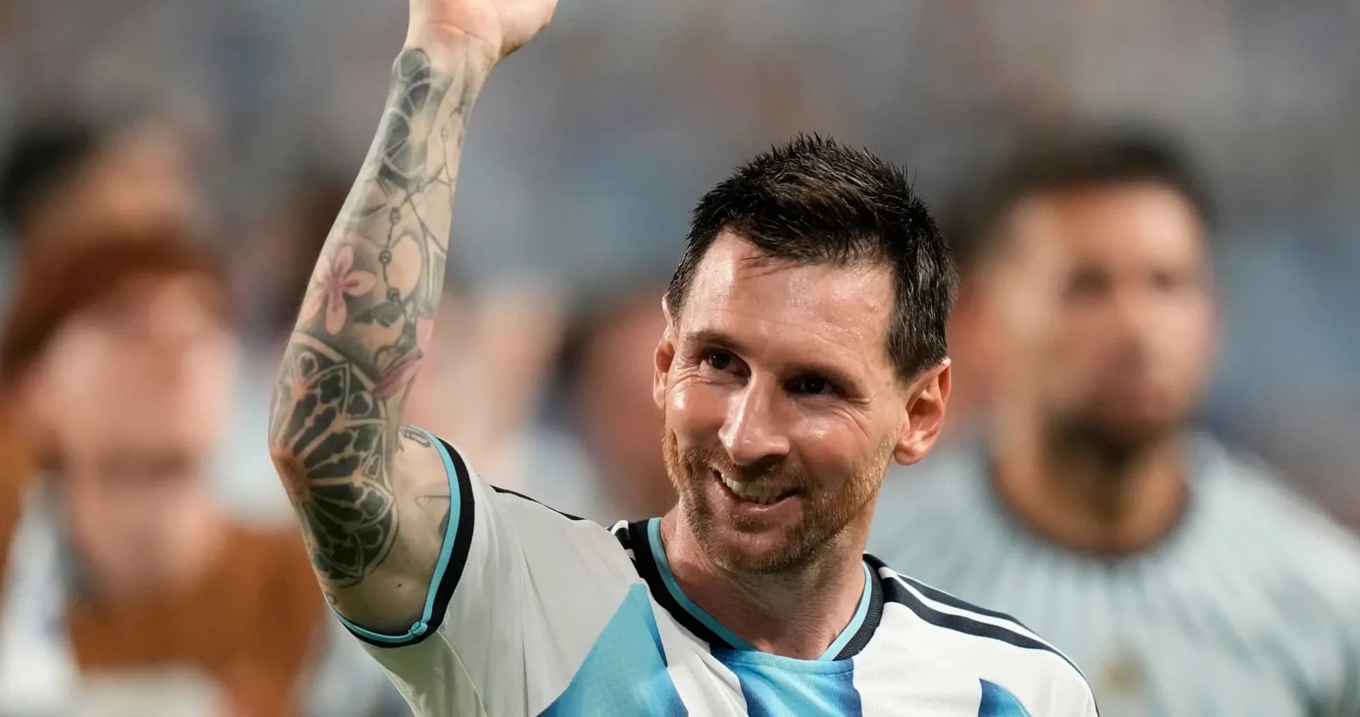 Lionel Messi celebrating during a football match