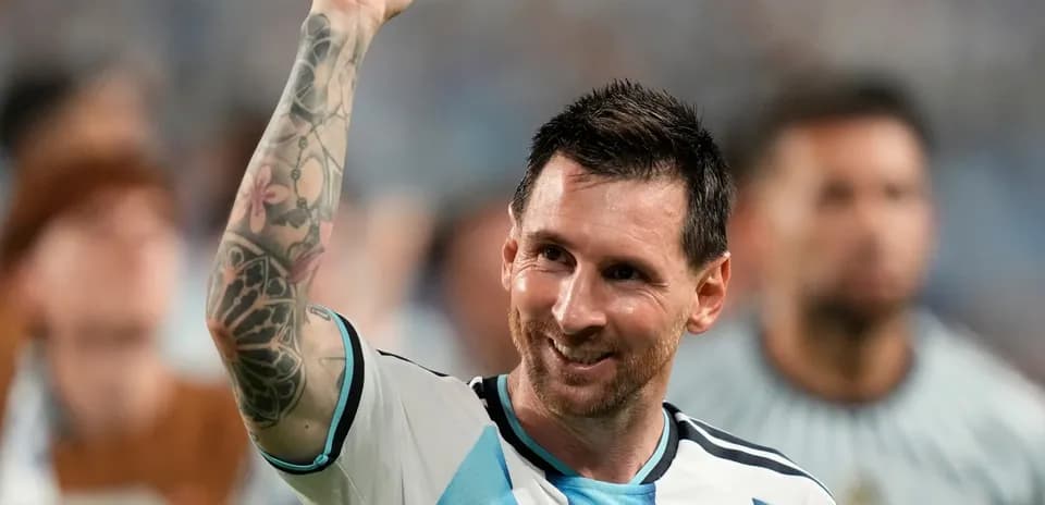 Lionel Messi celebrating during a football match