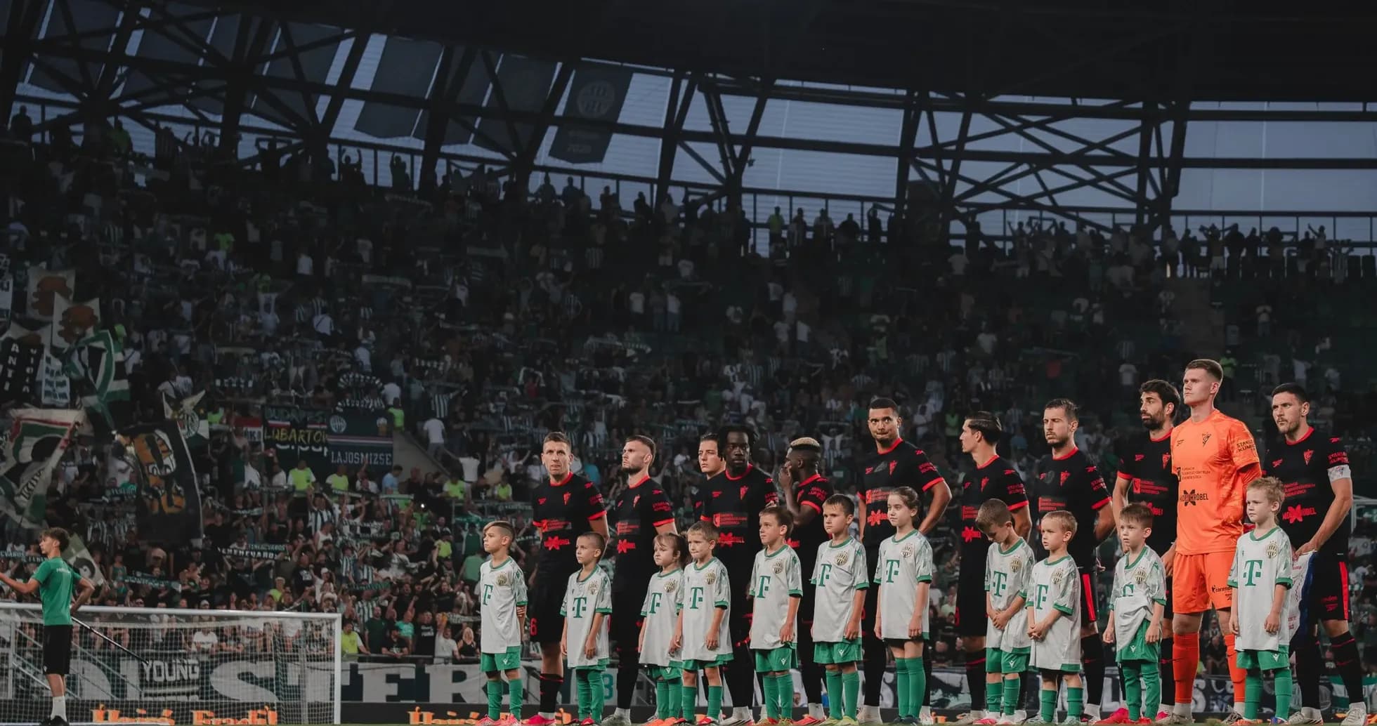 Teams line up before UEFA Europa League match