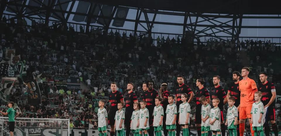 Teams line up before UEFA Europa League match