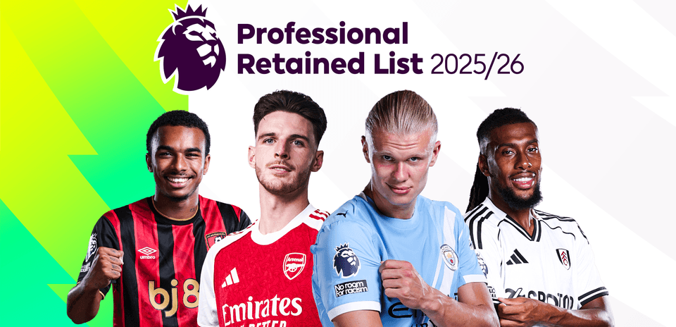 Four football players posing for Premier League graphic
