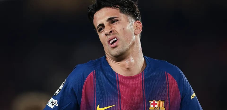 Barcelona player showing frustration during match