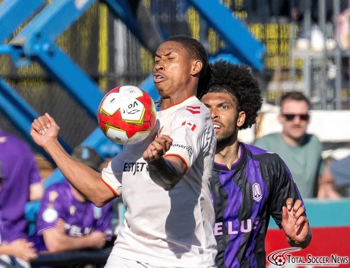 Player controlling the ball during Cavalry FC match