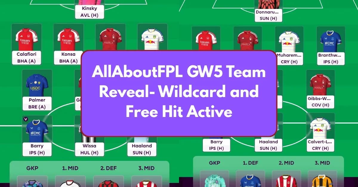 Fantasy Premier League team lineup with player names and stats
