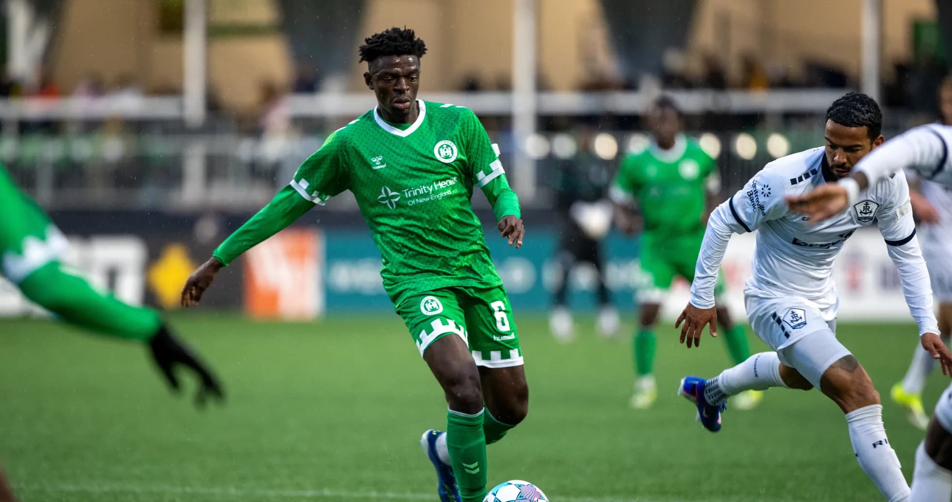 Player dribbling the ball during NY Cosmos match