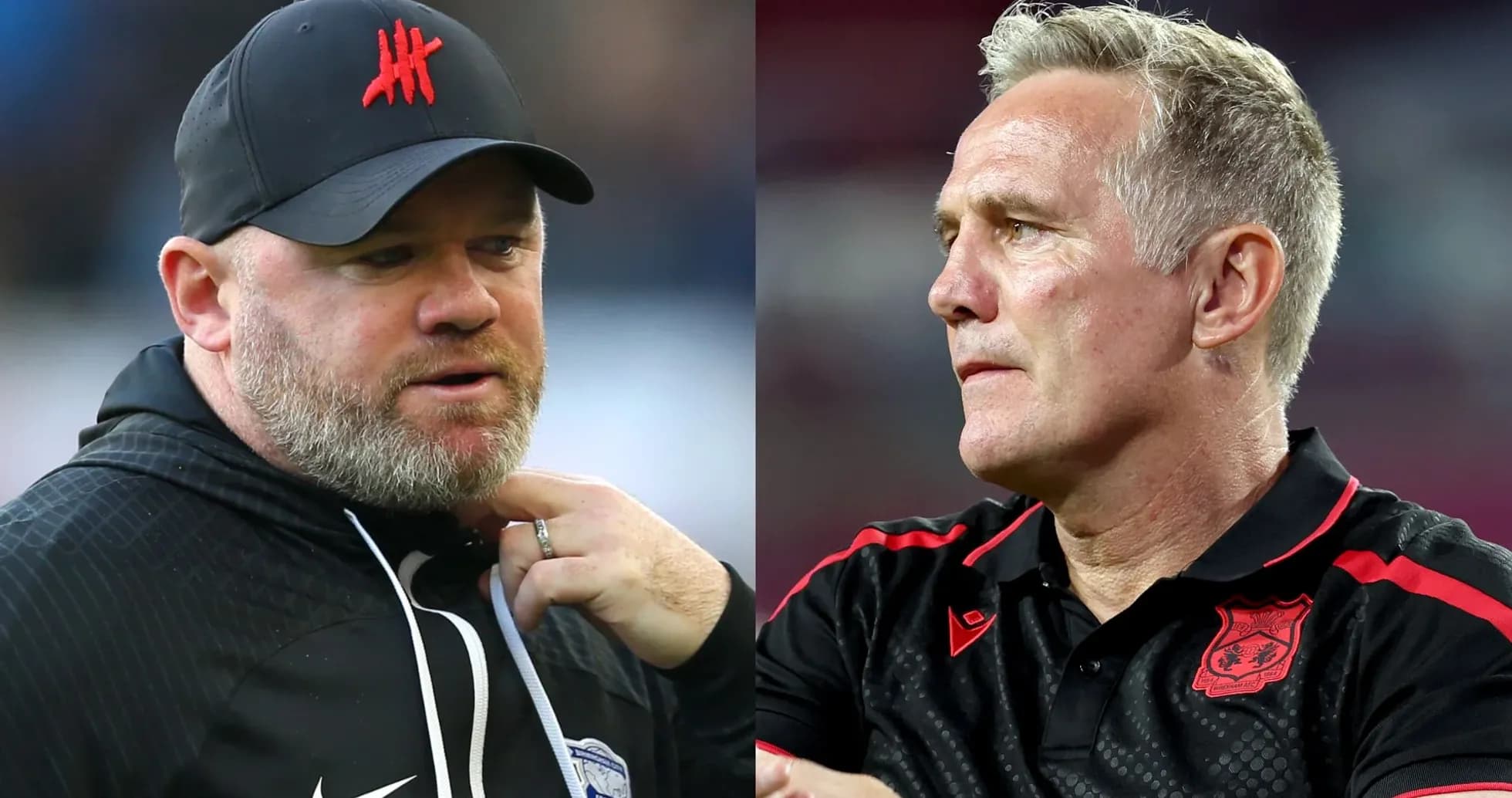 Two football managers in profile during match