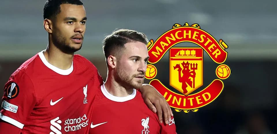 Two Liverpool players in red jerseys celebrating together