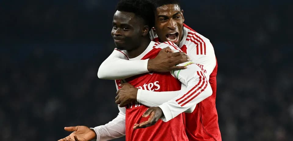 Arsenal players celebrating during a match