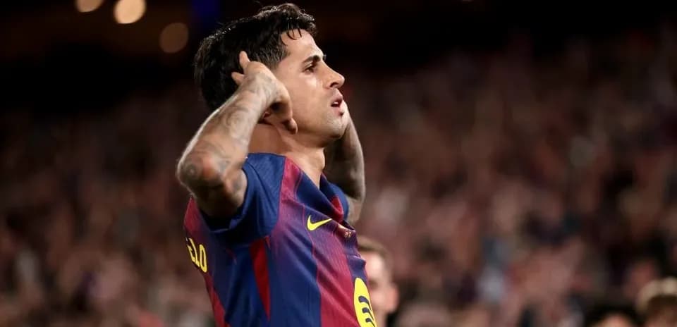 Barcelona player celebrating a goal at stadium