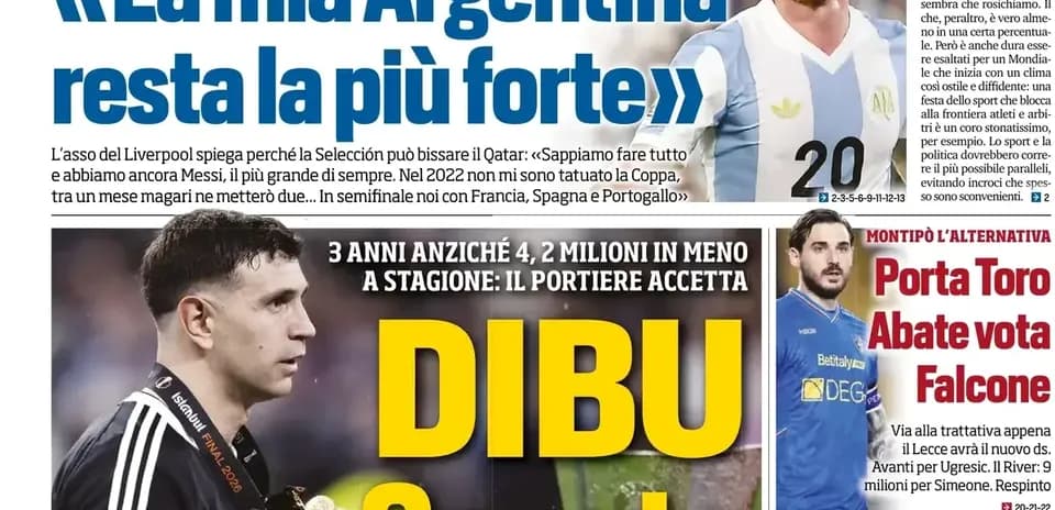 Football news headline featuring Argentine players and discussions