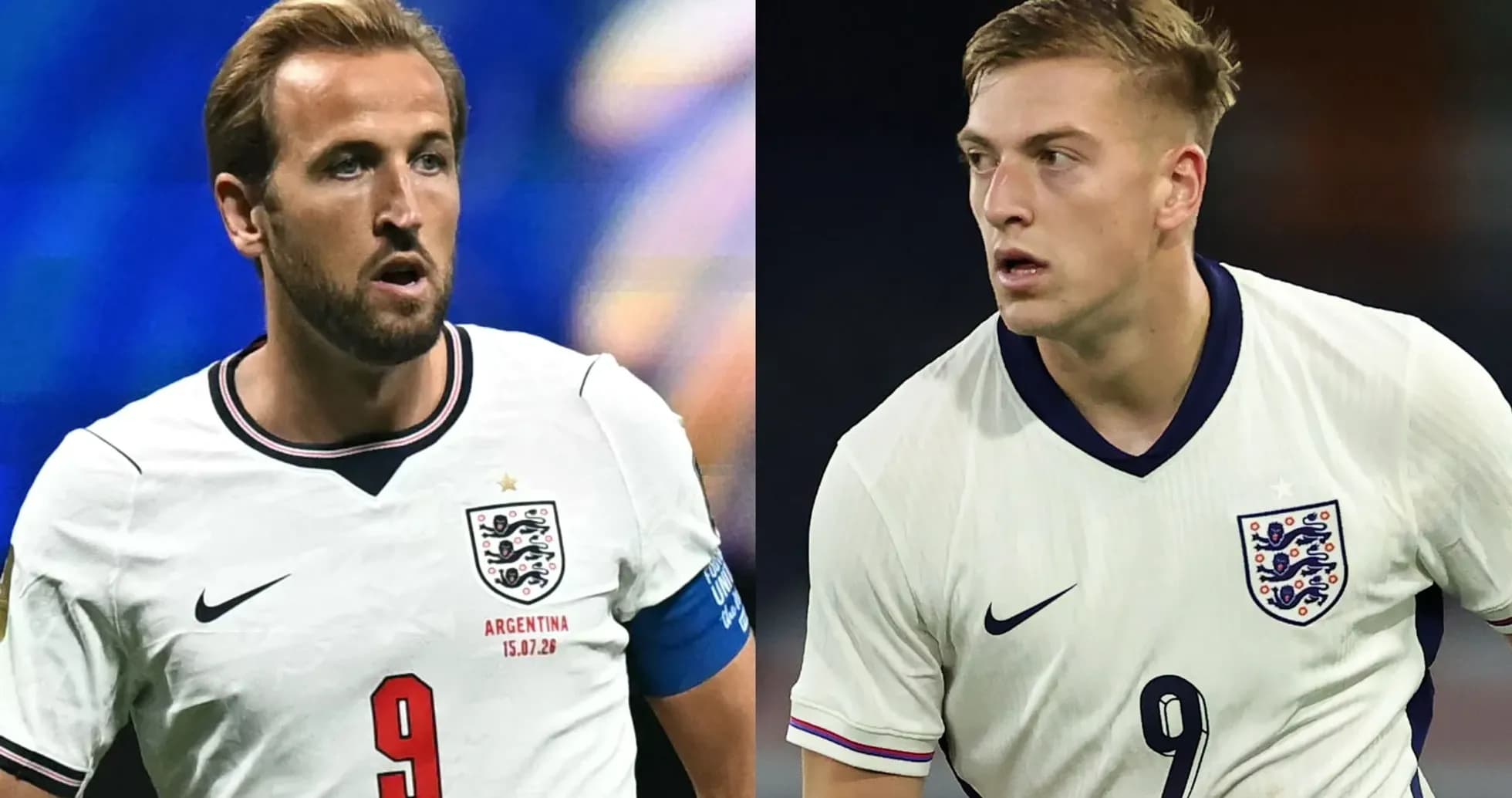 Two England players in white jerseys during match