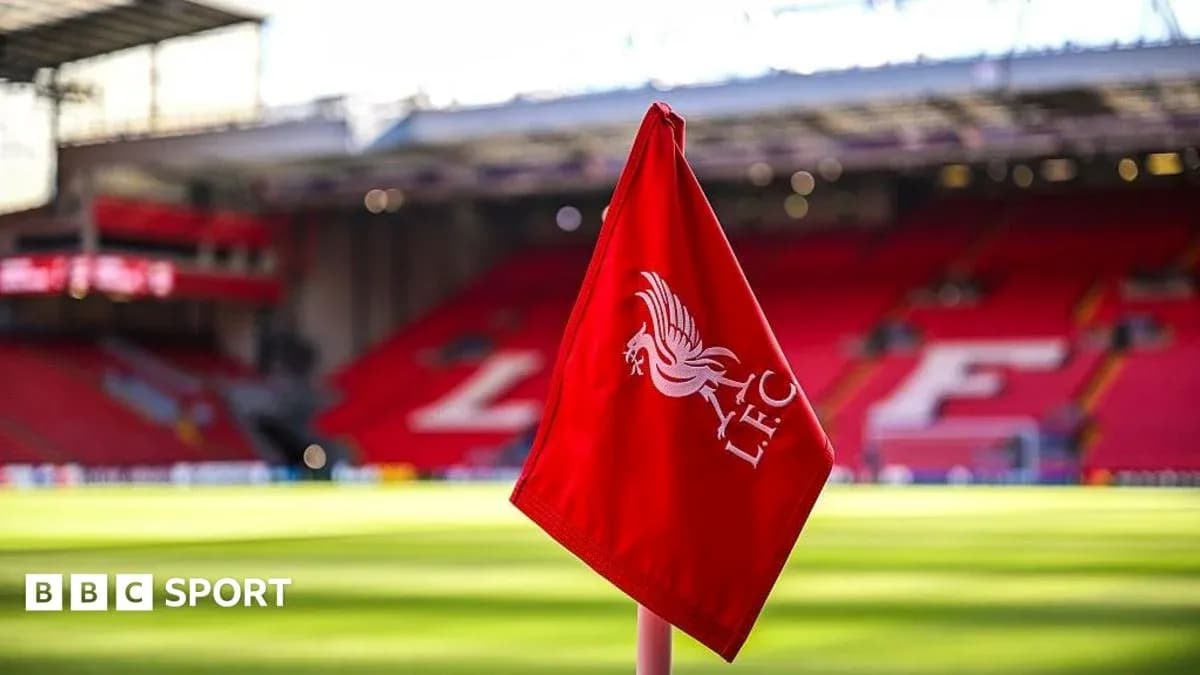 Liverpool corner flag in Anfield stadium