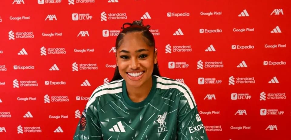 Goalkeeper in Liverpool kit at press conference