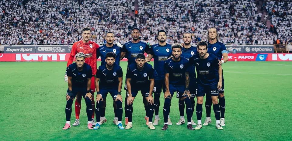 Pafos team lineup before Europa League match