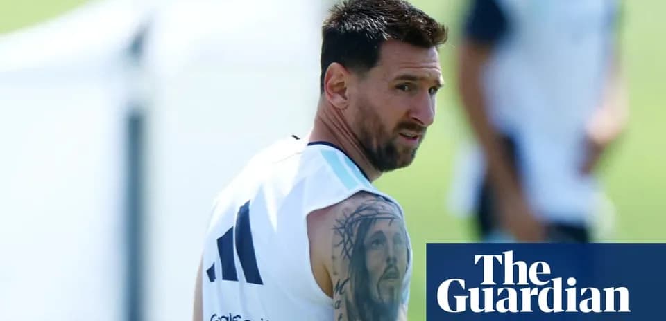 Lionel Messi during training session with teammates