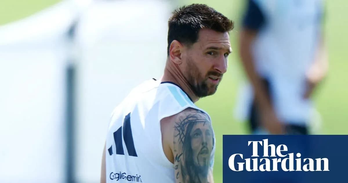 Lionel Messi during training session with teammates