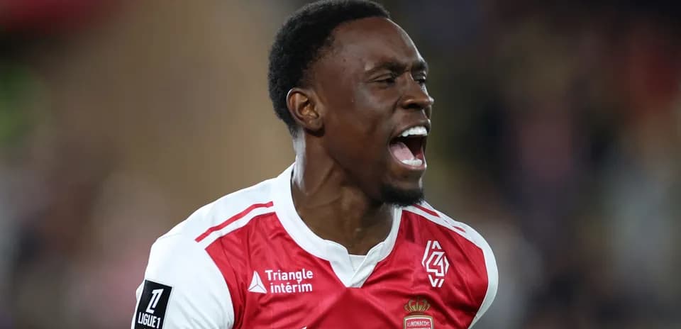 Player celebrating a goal in AS Monaco jersey