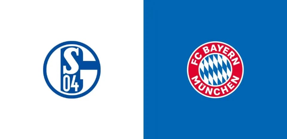Logos of Schalke 04 and Bayern Munich side by side