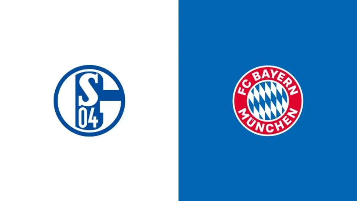 Logos of Schalke 04 and Bayern Munich side by side
