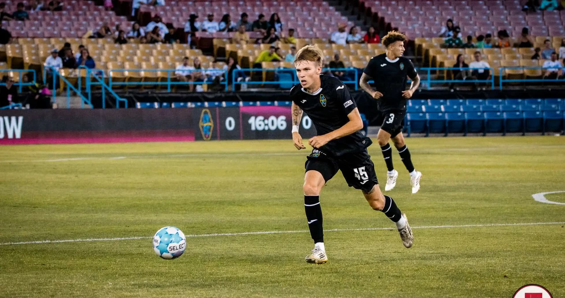 Player dribbling ball during Las Vegas Lights match