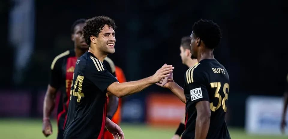 Atlanta United II players celebrating a goal