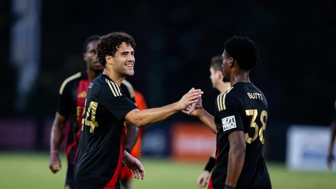 Atlanta United II players celebrating a goal