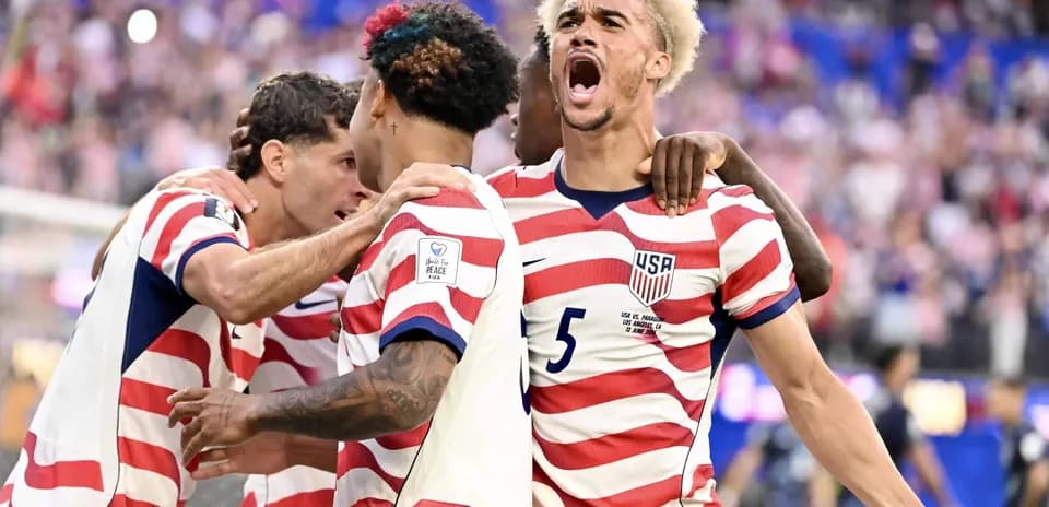 USA team celebrating a goal during World Cup match