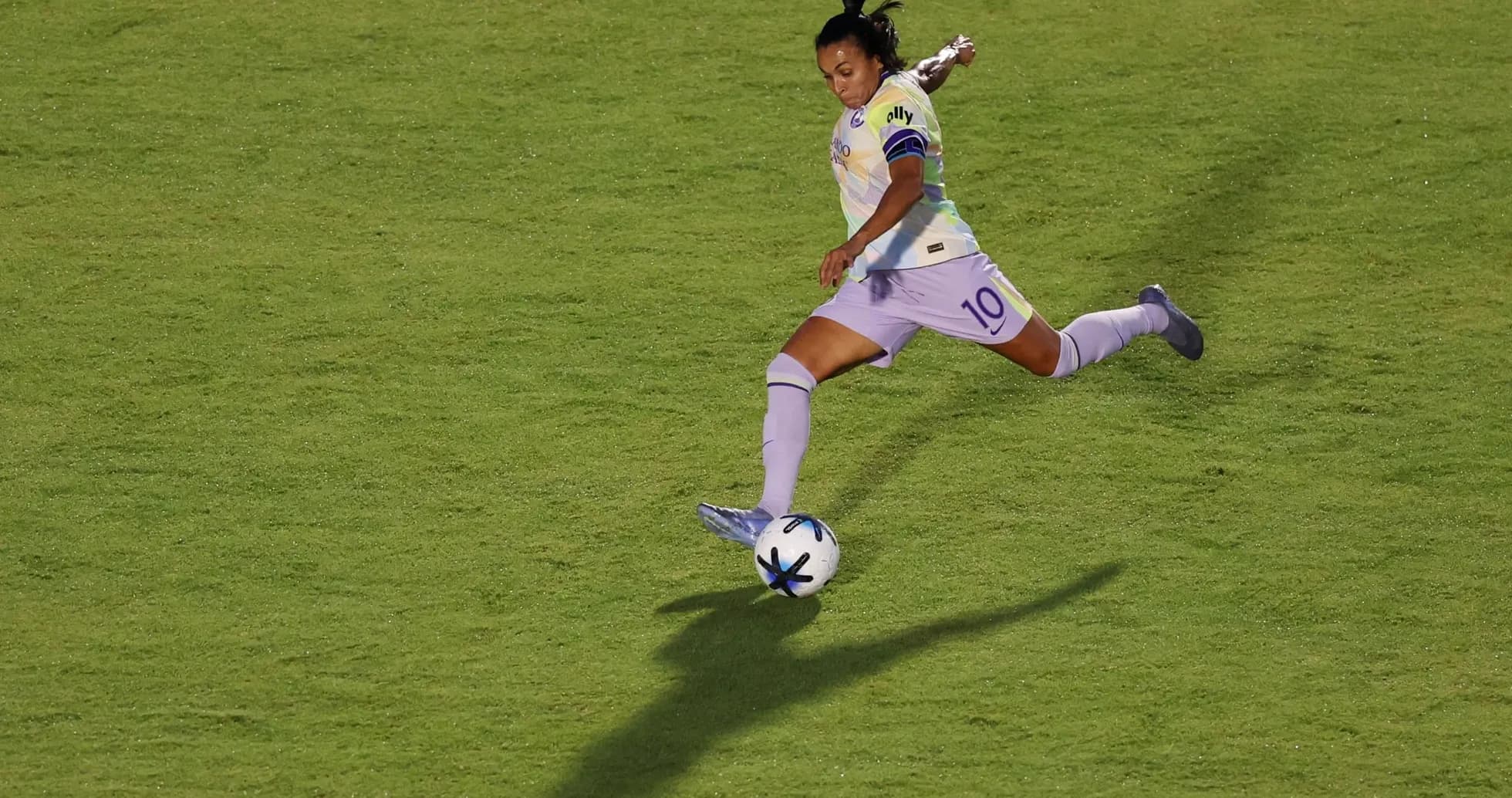 Player kicking ball during NWSL match