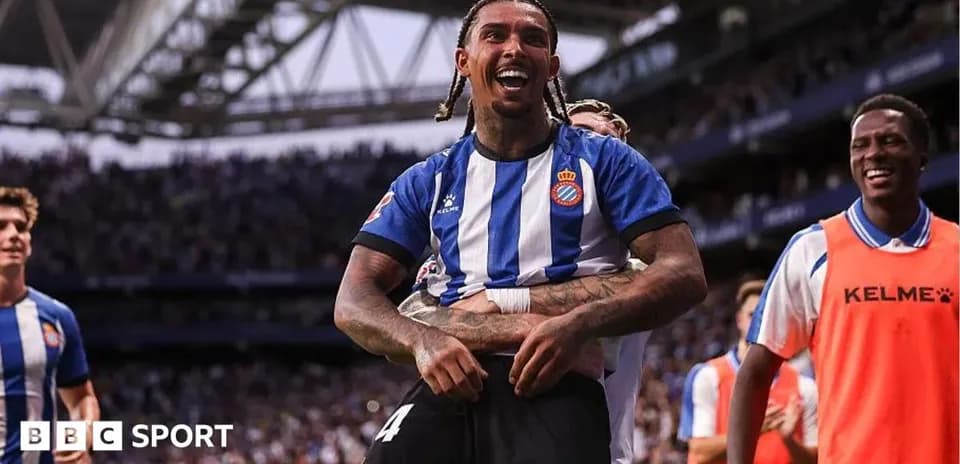 Espanyol players celebrating a goal during match