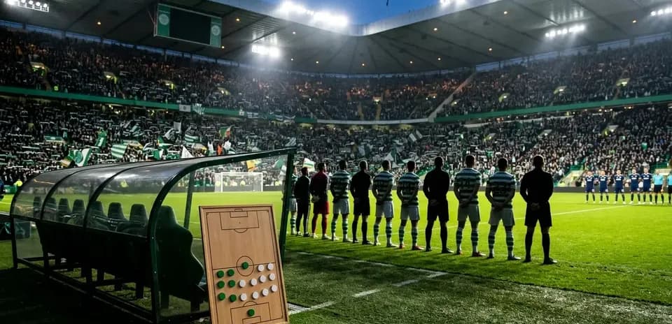 Celtic players lined up before Champions League match