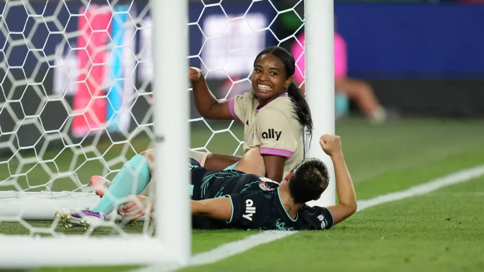 Player celebrating after scoring a goal