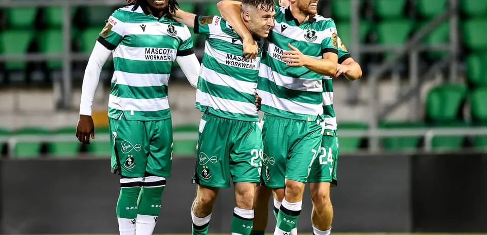 Shamrock Rovers players celebrating a goal