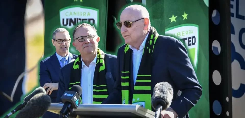 Officials speaking at Canberra United press event