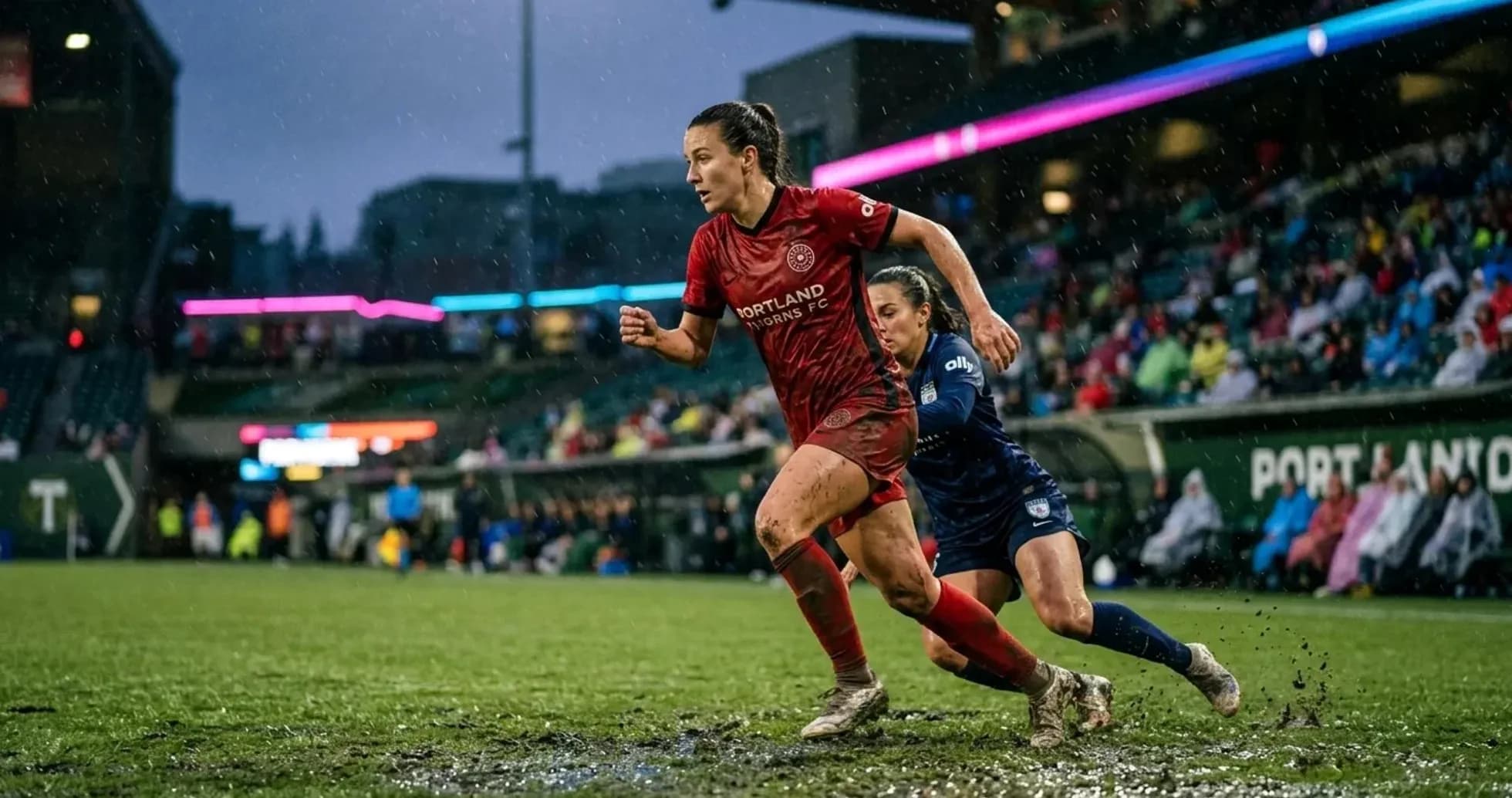 Portland Thorns player running with the ball