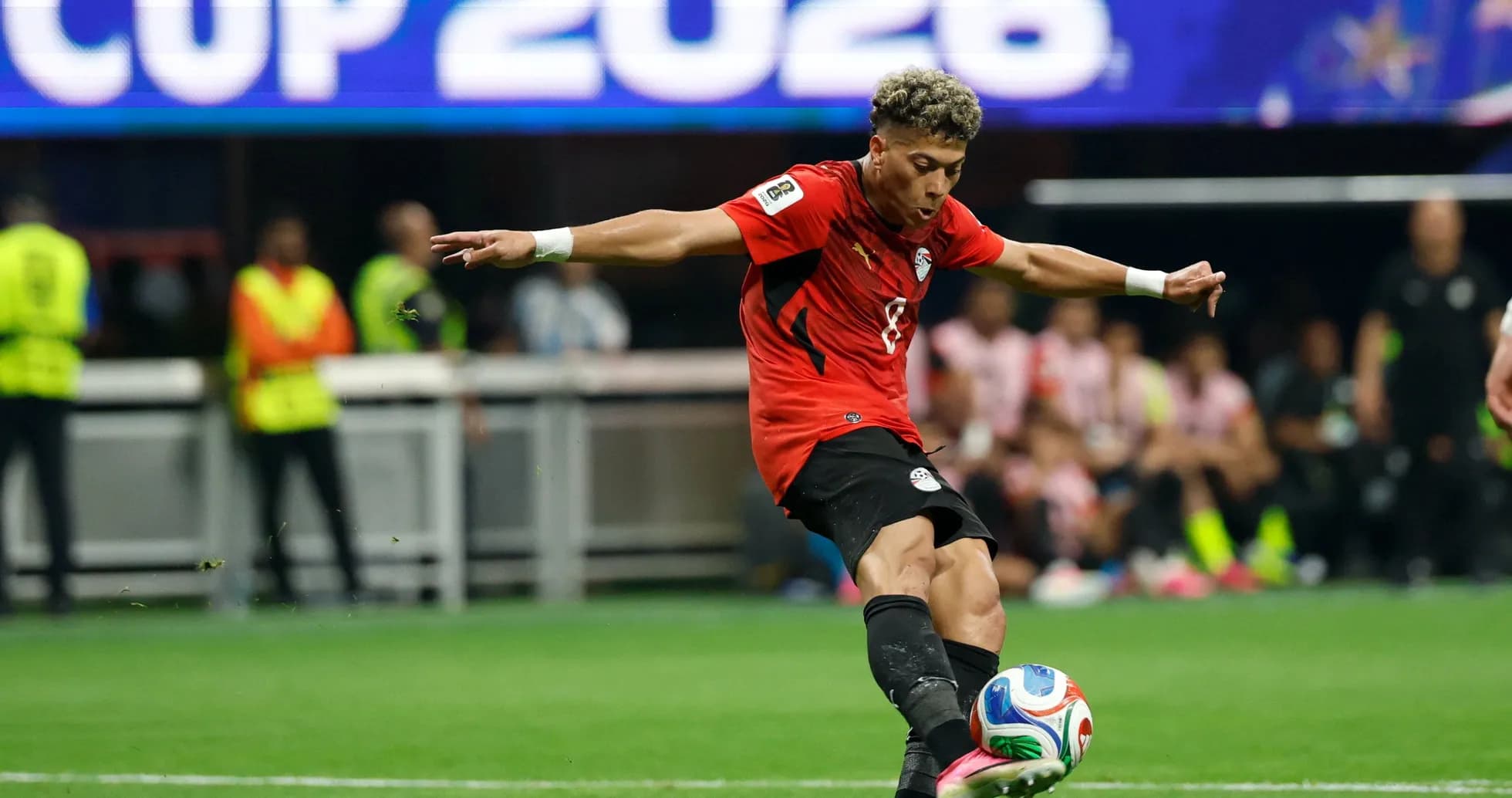 Player kicking ball during 2026 World Cup match