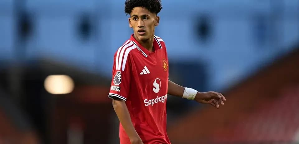 Player wearing Manchester United kit on the field