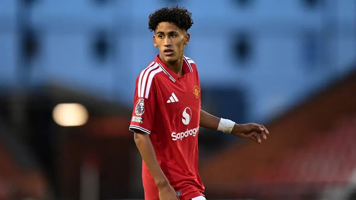 Player wearing Manchester United kit on the field