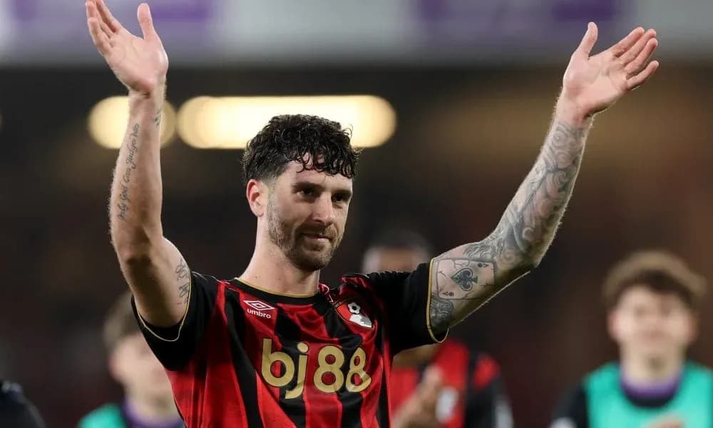 Player celebrating with fans after match