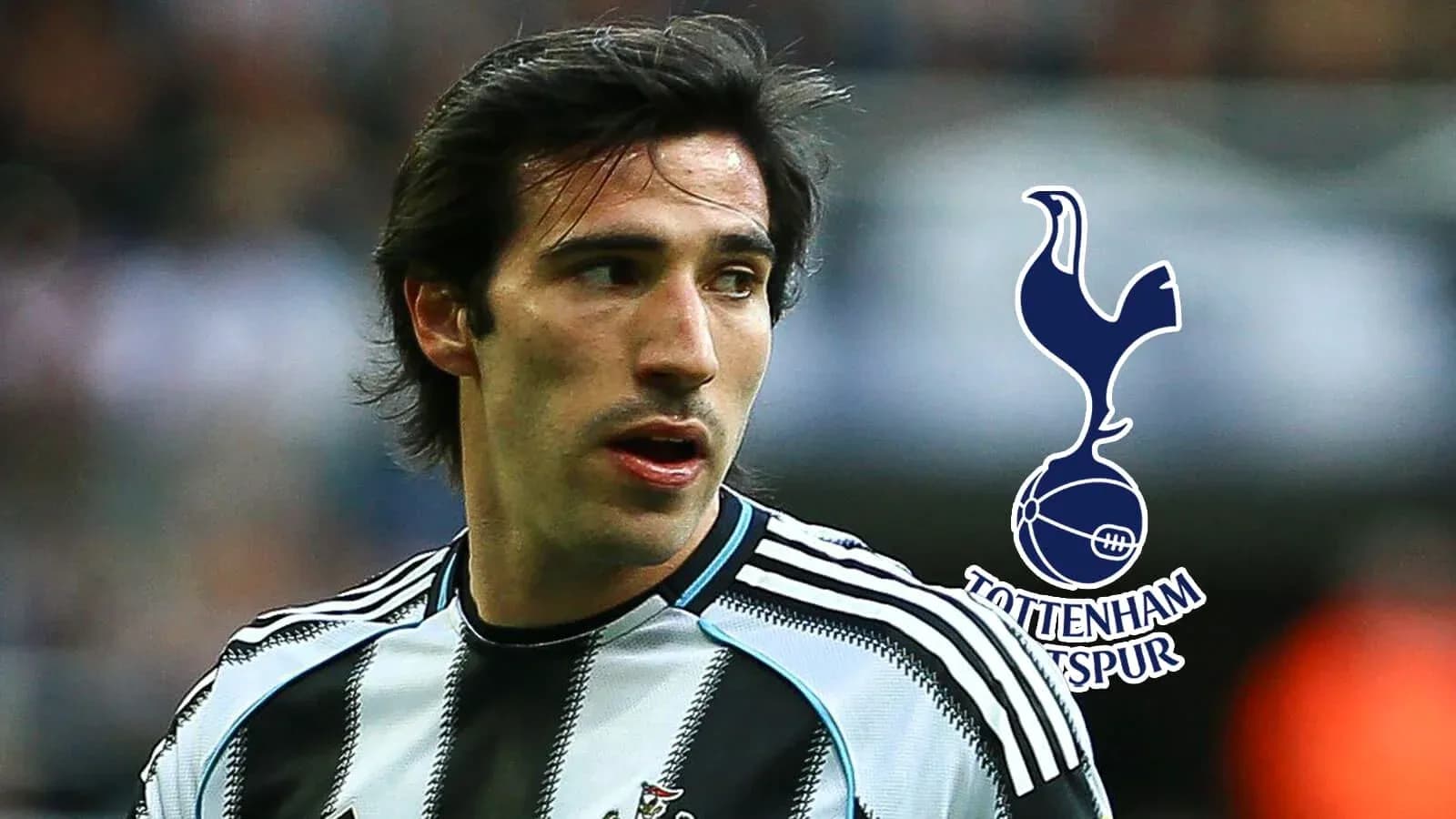 Player in black and white jersey with Tottenham logo