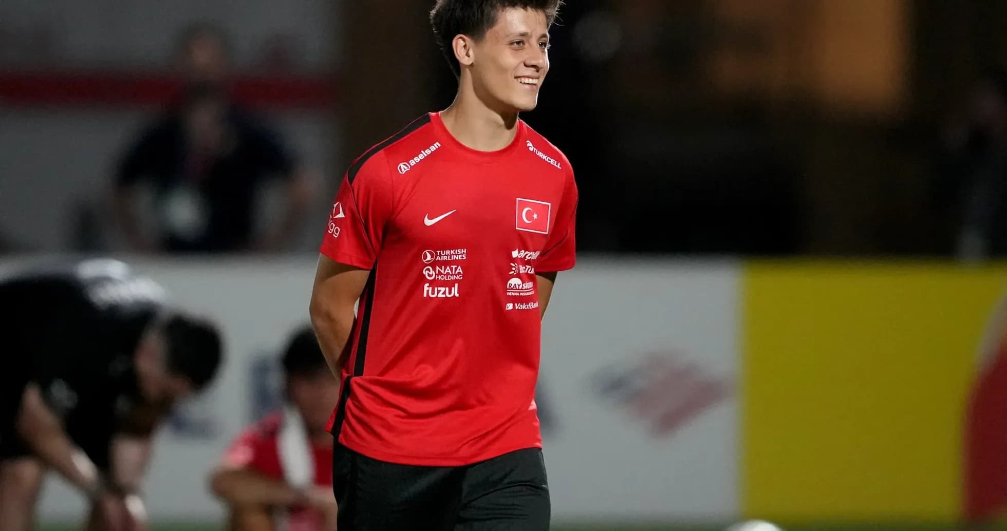 Turkish player smiling during training session