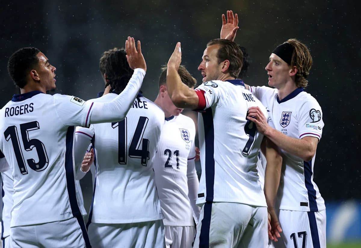 England players celebrating during a match