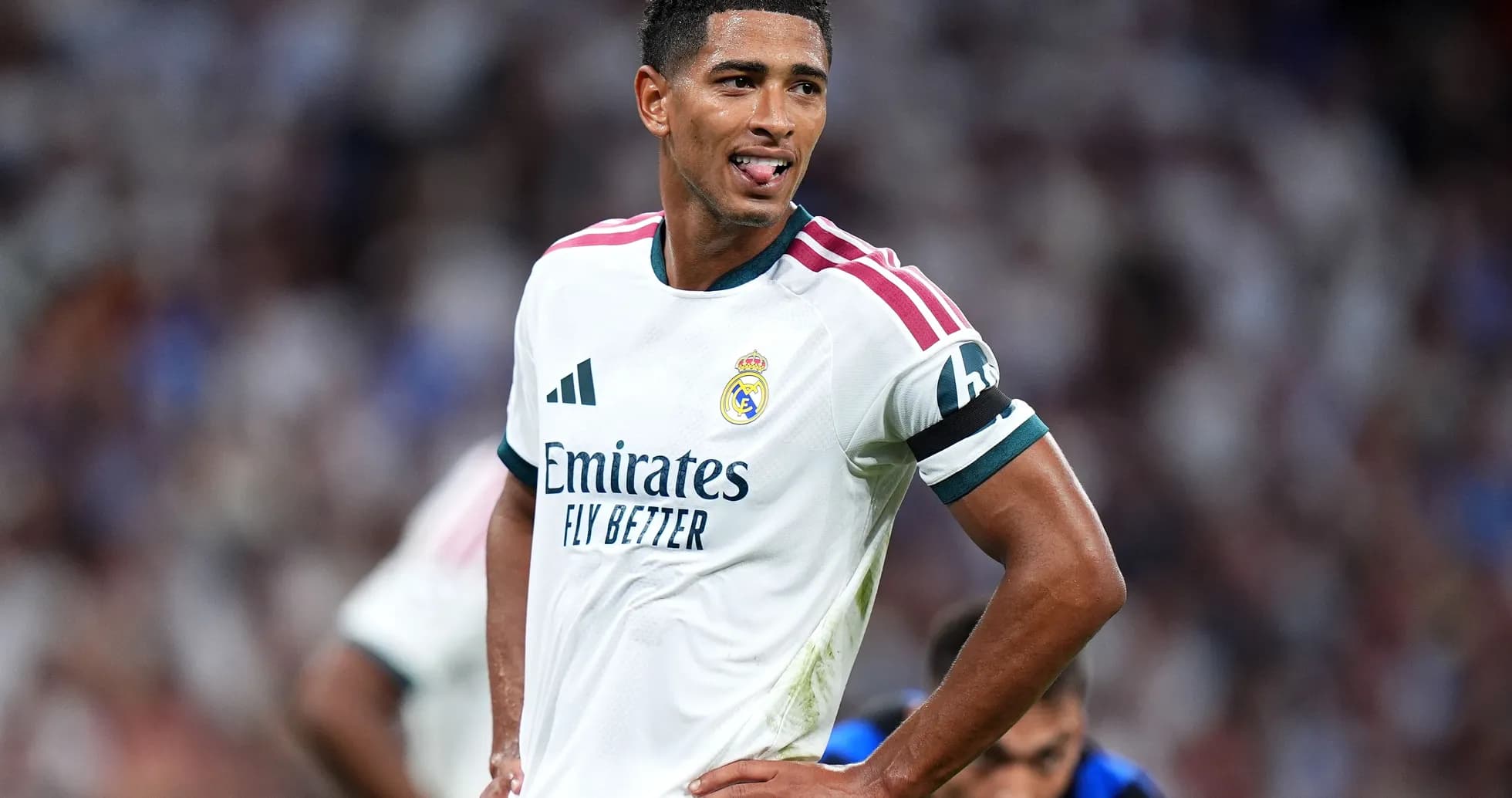 Player in Real Madrid kit during match action