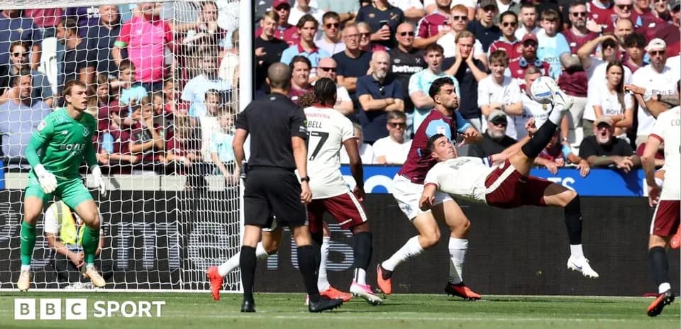 Player performing bicycle kick near goal during match