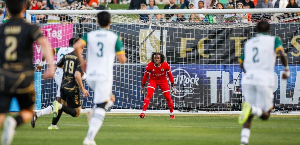 Goalkeeper ready during Oakland Roots match