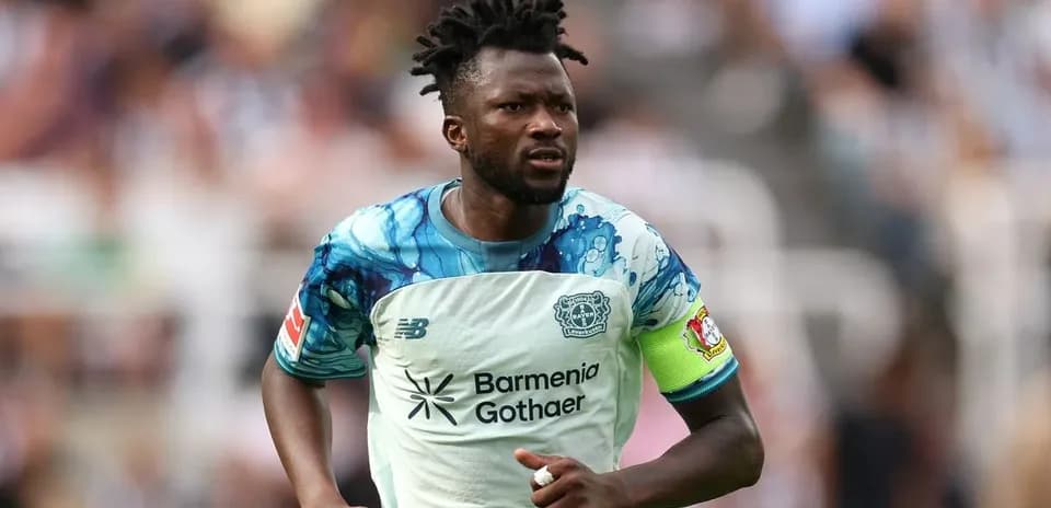 Player in action wearing Bayer Leverkusen jersey