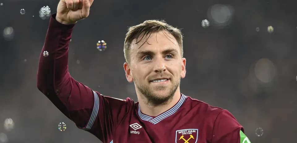 West Ham United player celebrating with raised fist