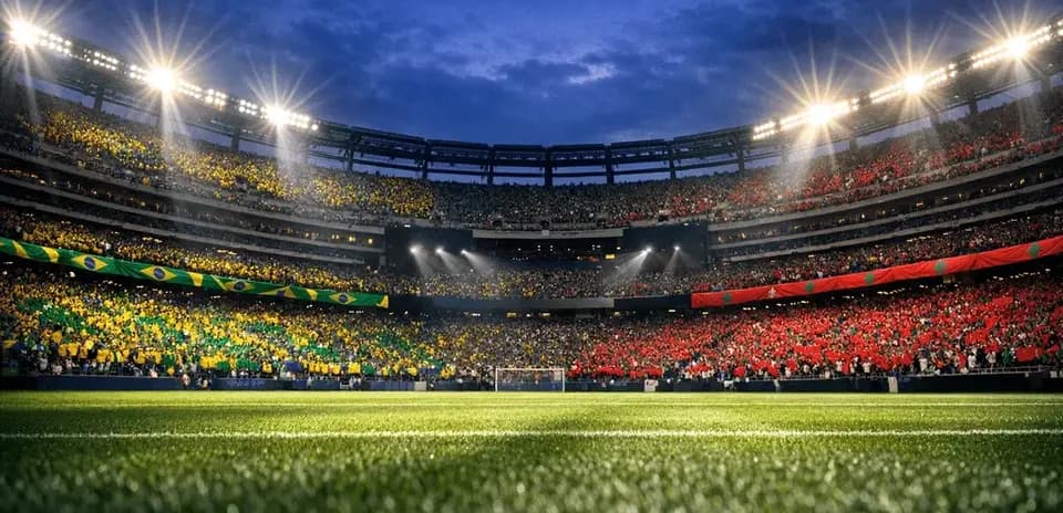 Fans cheering for Brazil and Morocco during match