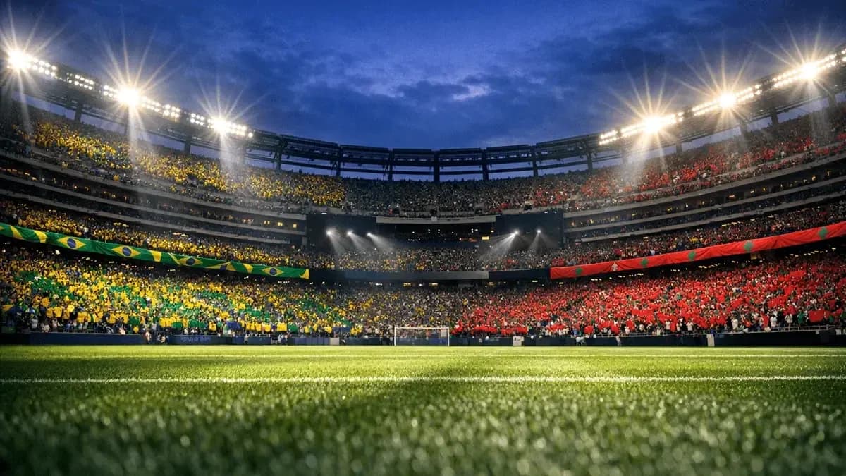 Fans cheering for Brazil and Morocco during match